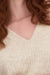 Pull beige en maille côtelée à manches 3/4 de Libelle pour Femmes