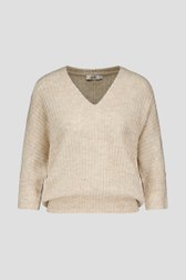 Pull beige en maille côtelée à manches 3/4 de Libelle pour Femmes