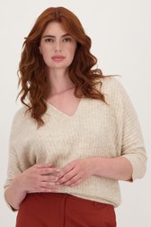 Pull beige en maille côtelée à manches 3/4 de Libelle pour Femmes