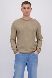 Le devant de Pull beige en maille structurée avec col rond de Only & Sons pour Hommes