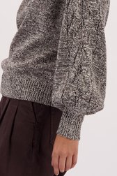 Détail de Pull beige-marron à manches ballon de Louise pour Femmes