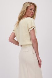 Pull beige tricoté à manches courtes de AC by Annelien Coorevits pour Femmes