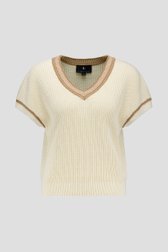 Pull beige tricoté à manches courtes de AC by Annelien Coorevits pour Femmes