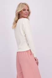 Le dos de Pull blanc à col en V rose de AC by Annelien Coorevits pour Femmes