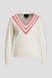 Photo produit 1 de Pull blanc à col en V rose de AC by Annelien Coorevits pour Femmes
