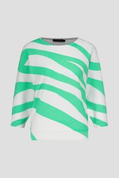 Pull blanc à motif rayé vert de Claude Arielle pour Femmes