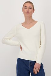 Pull blanc avec col en V de Liberty Island pour Femmes