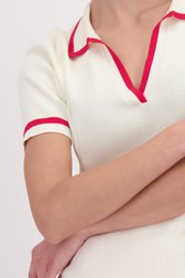 Détail de Pull blanc avec col polo et accent rouge de D'Auvry pour Femmes