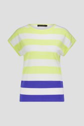 Pull blanc avec motif rayé jaune de Claude Arielle pour Femmes