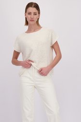 Le devant de Pull blanc en maille à manches courtes de D'Auvry pour Femmes