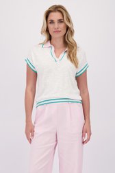 Le devant de Pull blanc en maille à manches courtes de Libelle pour Femmes