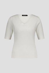 Pull blanc en maille côtelée de Signature pour Femmes