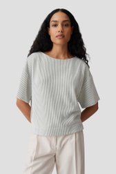 Le devant de Pull blanc et vert rayé de Opus pour Femmes