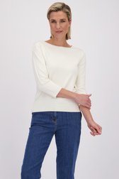 Le devant de Pull blanc finement tricoté de Claude Arielle pour Femmes