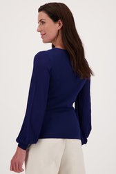 Pull bleu à manches ballon de Claude Arielle pour Femmes