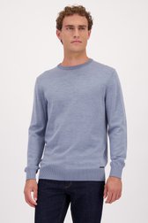Le devant de Pull bleu à manches longues et col rond de Upper East pour Hommes