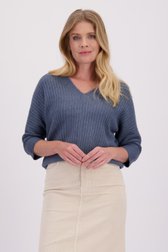 Le devant de Pull bleu à manches trois-quarts de Libelle pour Femmes