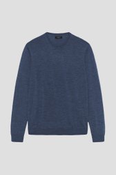 Photo produit 1 de Pull bleu chiné en laine mérinos à col rond de Matinique pour Hommes
