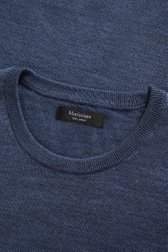 Photo produit 2 de Pull bleu chiné en laine mérinos à col rond de Matinique pour Hommes