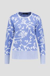Pull bleu clair à fleurs blanches de Signature pour Femmes