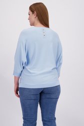 Le dos de Pull bleu clair à manches 3/4 de Yest Curve pour Femmes