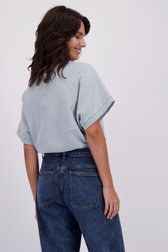 Le dos de Pull bleu clair à manches courtes de Louise pour Femmes