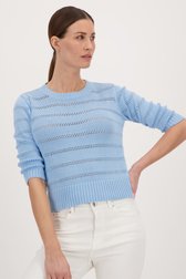 Pull bleu clair avec motif ajouré de More & More pour Femmes