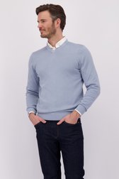 Le devant de Pull bleu clair en maille à col V de Michaelis pour Hommes