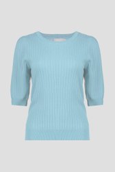 Pull bleu clair en maille à manches mi-longues de Geisha pour Femmes