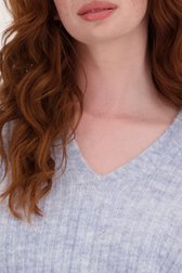 Pull bleu clair en maille côtelée à manches 3/4	 de Libelle pour Femmes