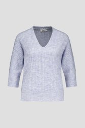 Pull bleu clair en maille côtelée à manches 3/4	 de Libelle pour Femmes