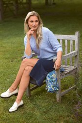 Pull bleu clair en maille côtelée à manches 3/4	 de Libelle pour Femmes