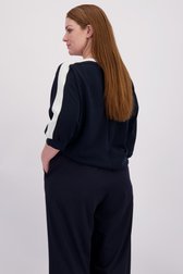 Le dos de Pull bleu doux à col bateau de Yest Curve pour Femmes