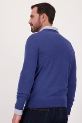 Pull bleu fin avec col en V de Dansaert Black pour Hommes
