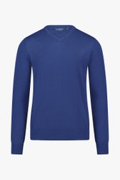 Pull bleu fin avec col en V de Dansaert Black pour Hommes