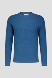 Pull bleu finement texturé de Casual Five pour Hommes
