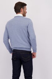 Le dos de Pull bleu finement tricoté à col rond de Dansaert Black pour Hommes
