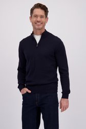 Le devant de Pull bleu foncé à col zippé de Dansaert Blue pour Hommes