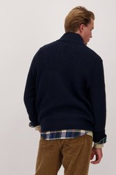 Pull bleu foncé à fermeture éclair courte de Ravøtt pour Hommes
