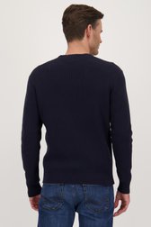 Pull bleu foncé à structure fine de Upper East pour Hommes