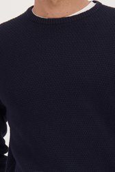 Pull bleu foncé à structure fine de Upper East pour Hommes