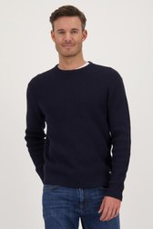 Pull bleu foncé à structure fine de Upper East pour Hommes
