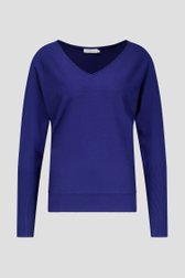 Pull bleu foncé avec col en V de Liberty Island pour Femmes