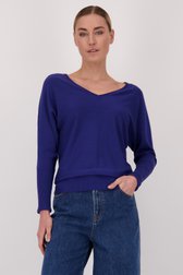 Pull bleu foncé avec col en V de Liberty Island pour Femmes