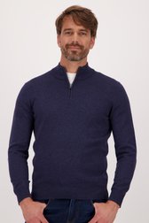 Pull bleu foncé avec fermeture éclair courte	 de Dansaert Blue pour Hommes
