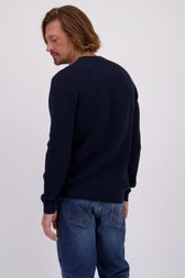 Le dos de Pull bleu foncé avec rayures tricotées de Ravøtt pour Hommes