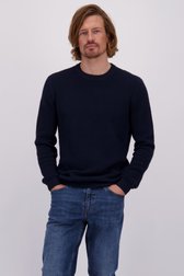 Le devant de Pull bleu foncé avec rayures tricotées de Ravøtt pour Hommes