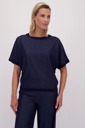 Le devant de Pull bleu foncé effet denim de Claude Arielle pour Femmes