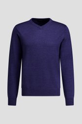 Photo produit 1 de Pull bleu foncé en laine à col V de Dansaert Black Premium pour Hommes