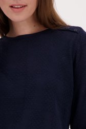 Pull bleu foncé en tissu texturé de Signature pour Femmes